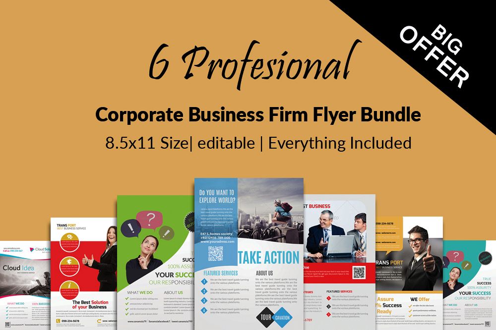 6 Corporate Business Flyers Bundle example image 1