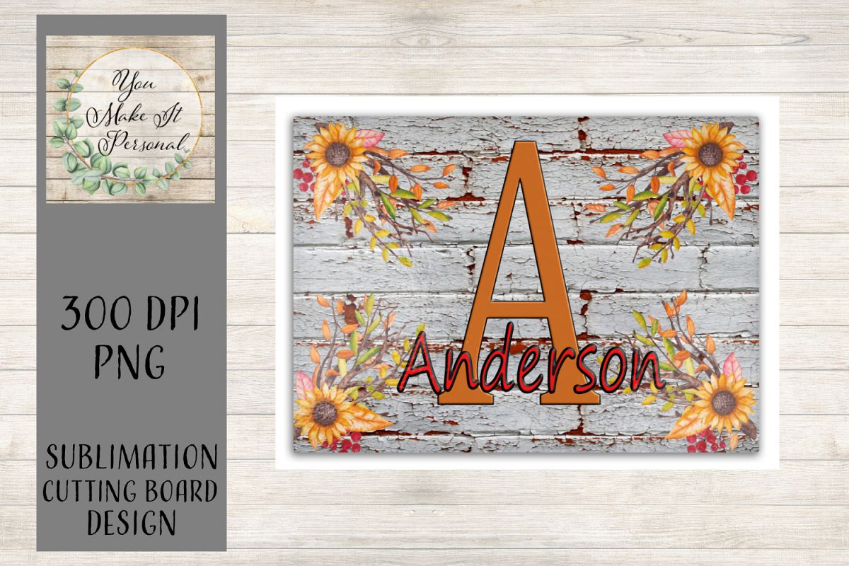 Sublimation Cutting Board Design / Fall Sunflowers example image 1