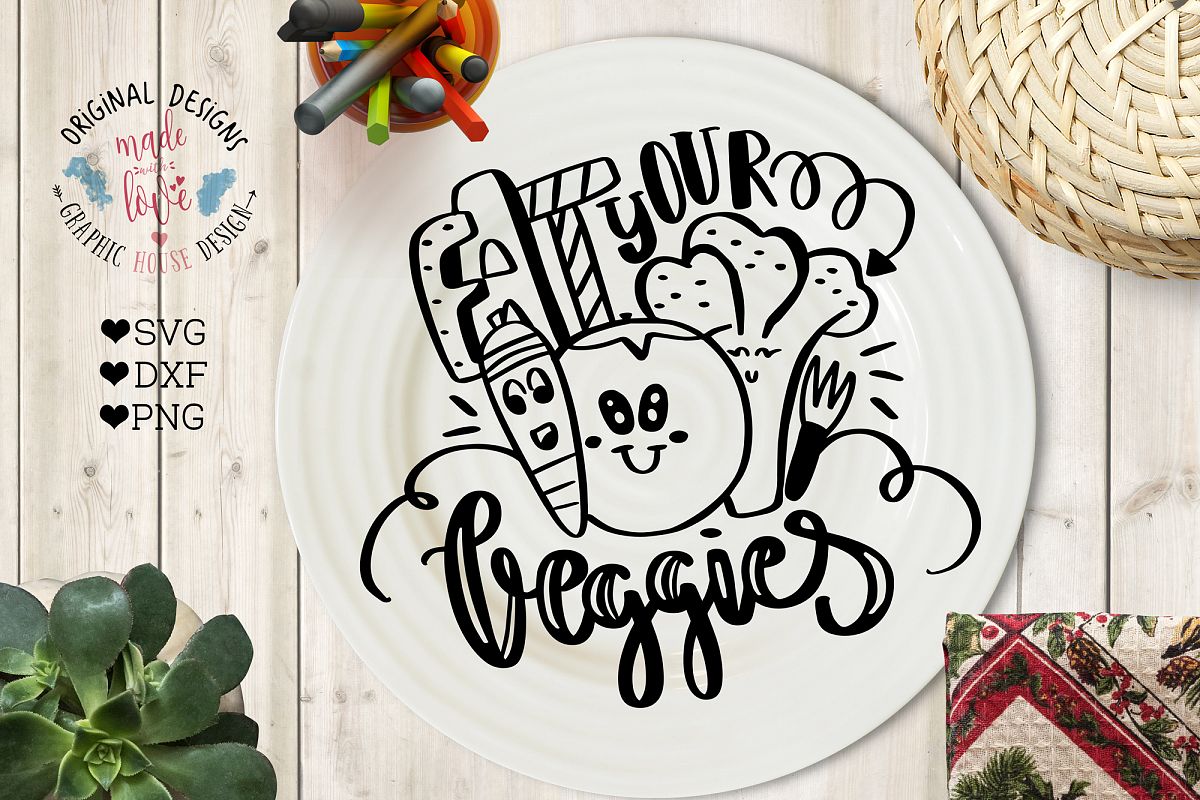 Eat Your Veggies Cut File and Printable (SVG, DXF, PNG) example image 1