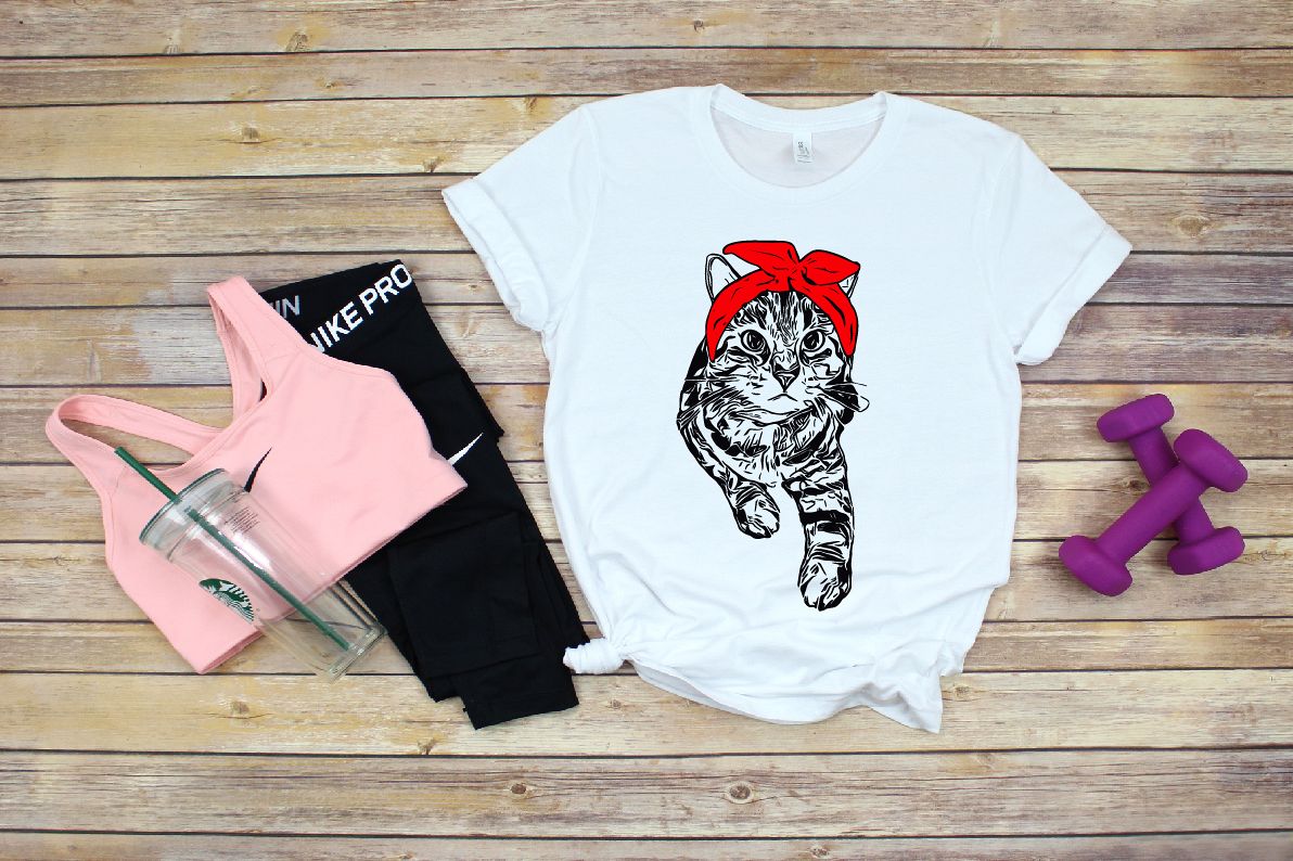 Cat Head whit Bandana SVG, Farm Kitten kitty Milk 766SV example image 1