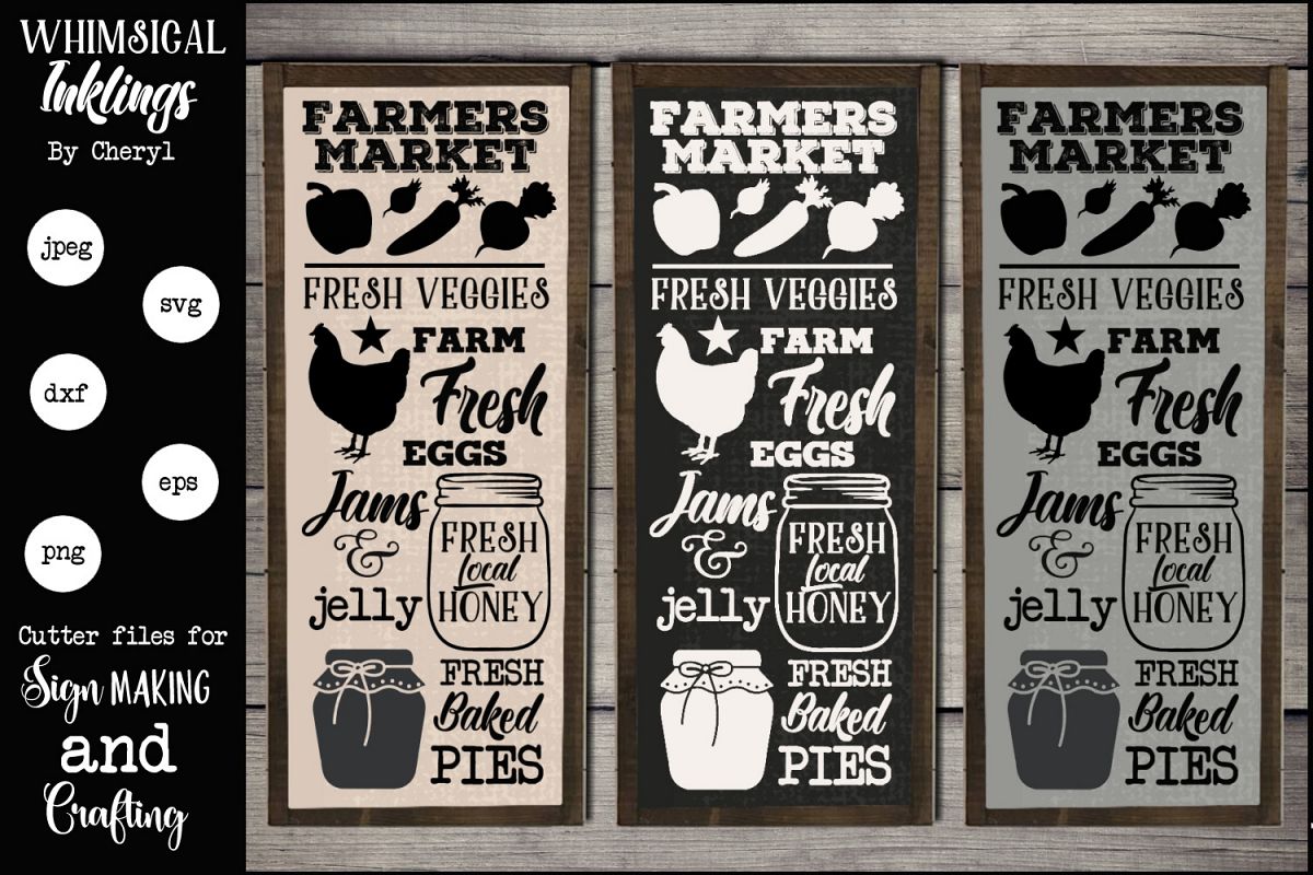 Farmers Market Vertical Sign SVG example image 1