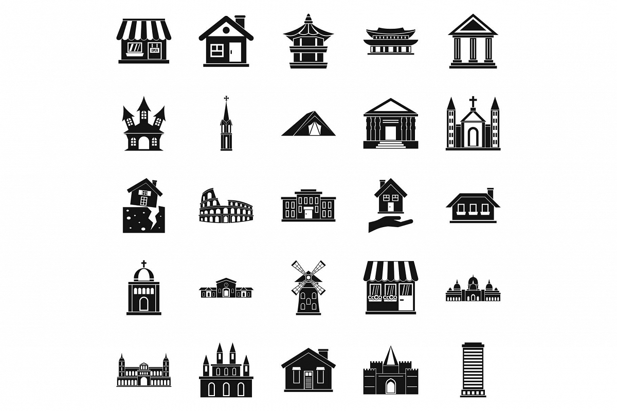 Construction site icons set, simple style example image 1