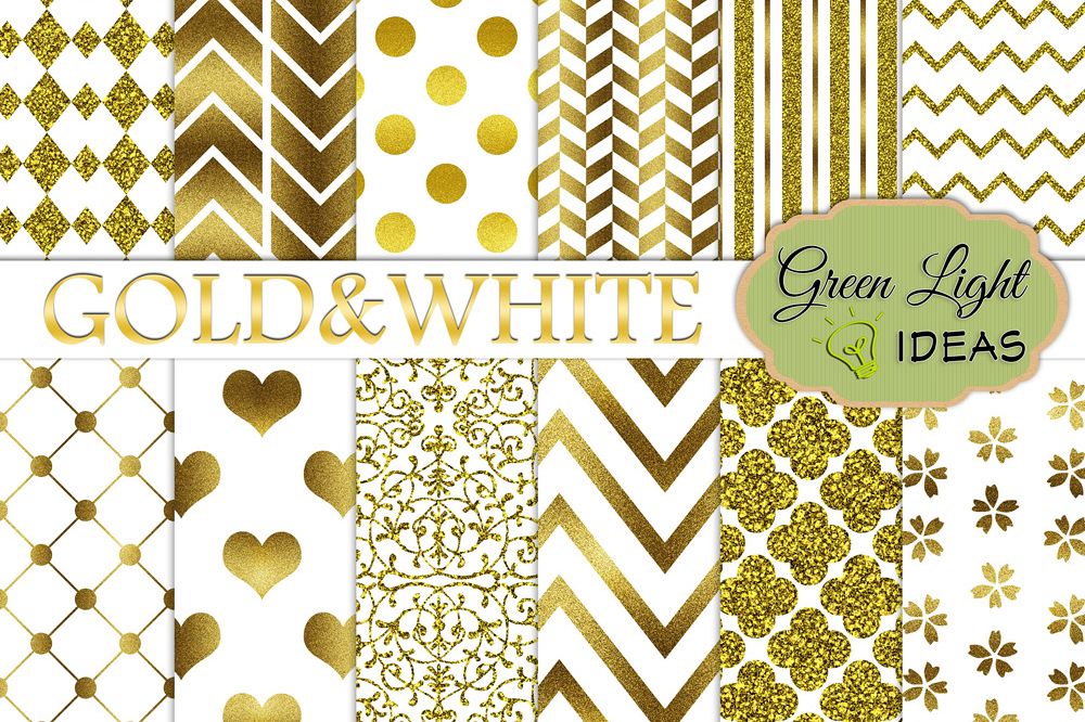 Gold And White Digital Papers example image 1