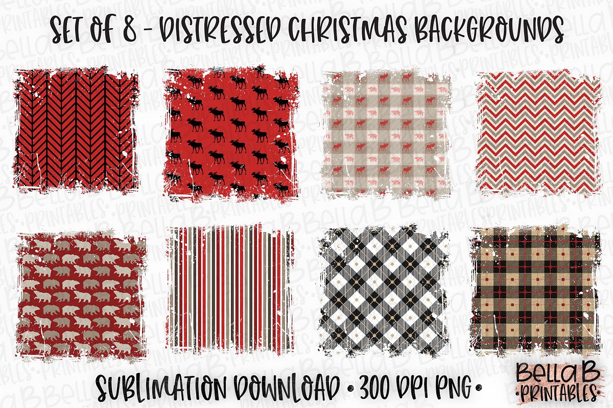 Christmas Sublimation Background Bundle, Christmas Frames example image 1