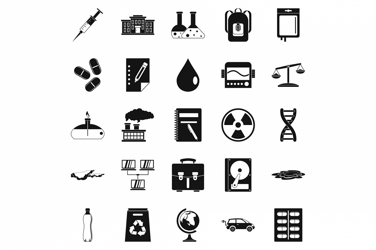 Experiment icons set, simple style example image 1