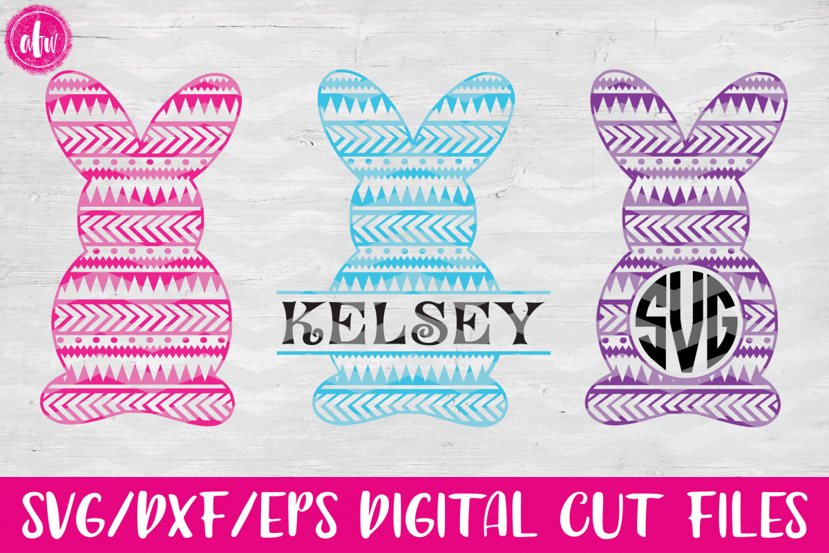 Aztec Easter Bunny Set - SVG, DXF, EPS Cut Files example image 1