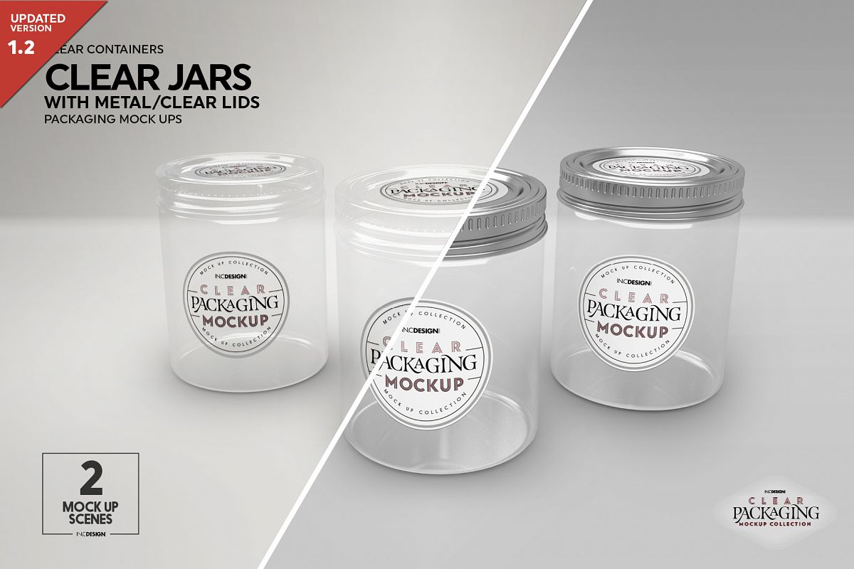 Clear Jars with Metal /Clear Lids Mockup example image 1