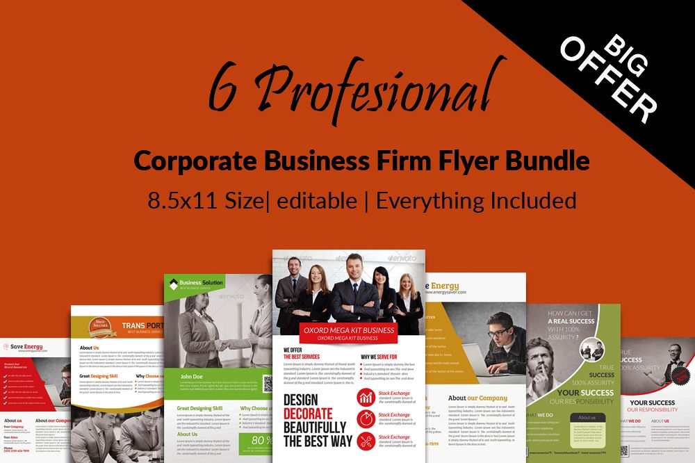 6 Corporate Business Flyers Bundle example image 1