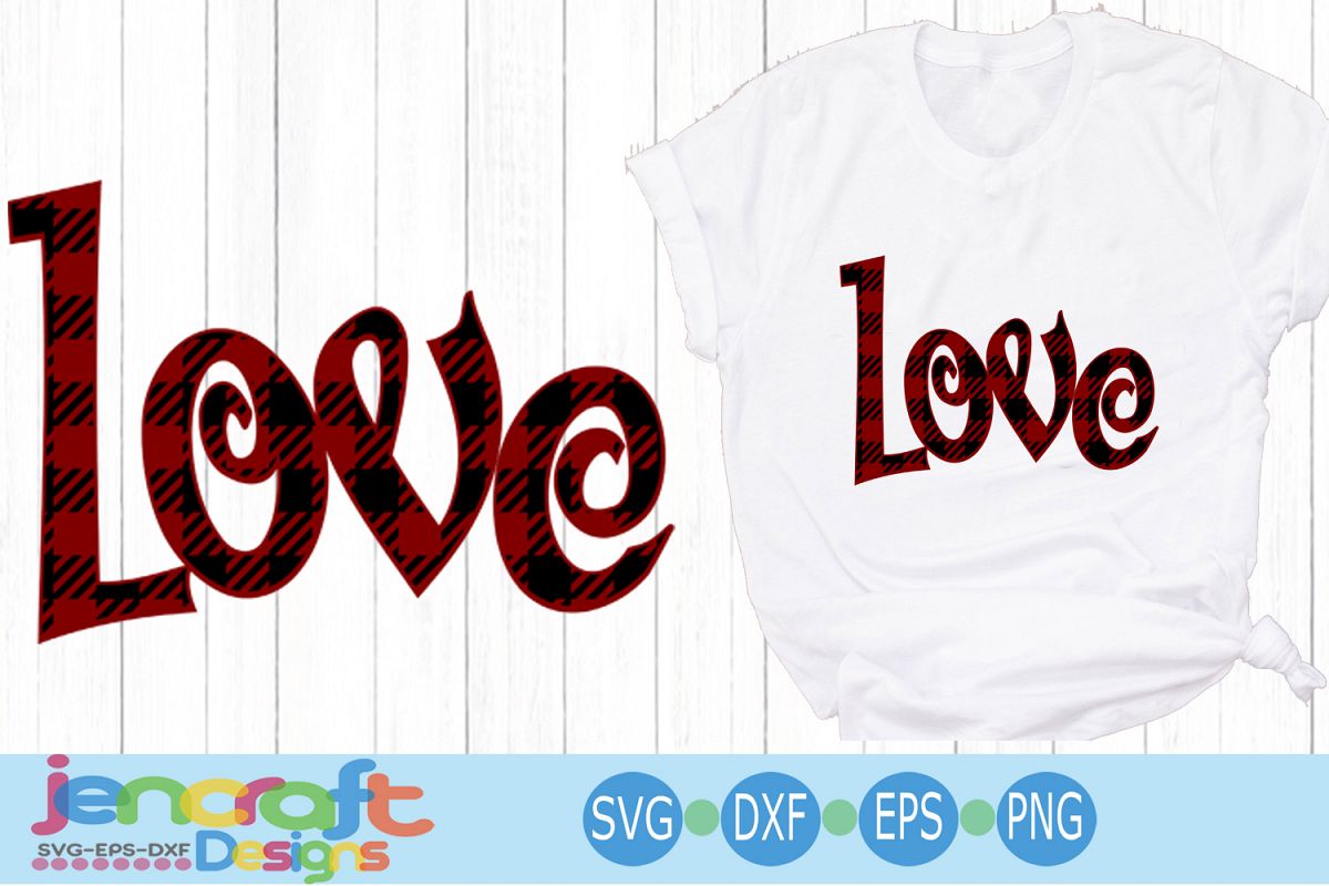 Buffalo Plaid Love svg, Valentine SVG Cut file example image 1