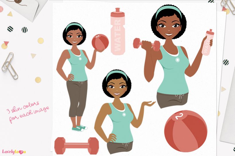 Woman workout character clip art L084 Neve example image 1