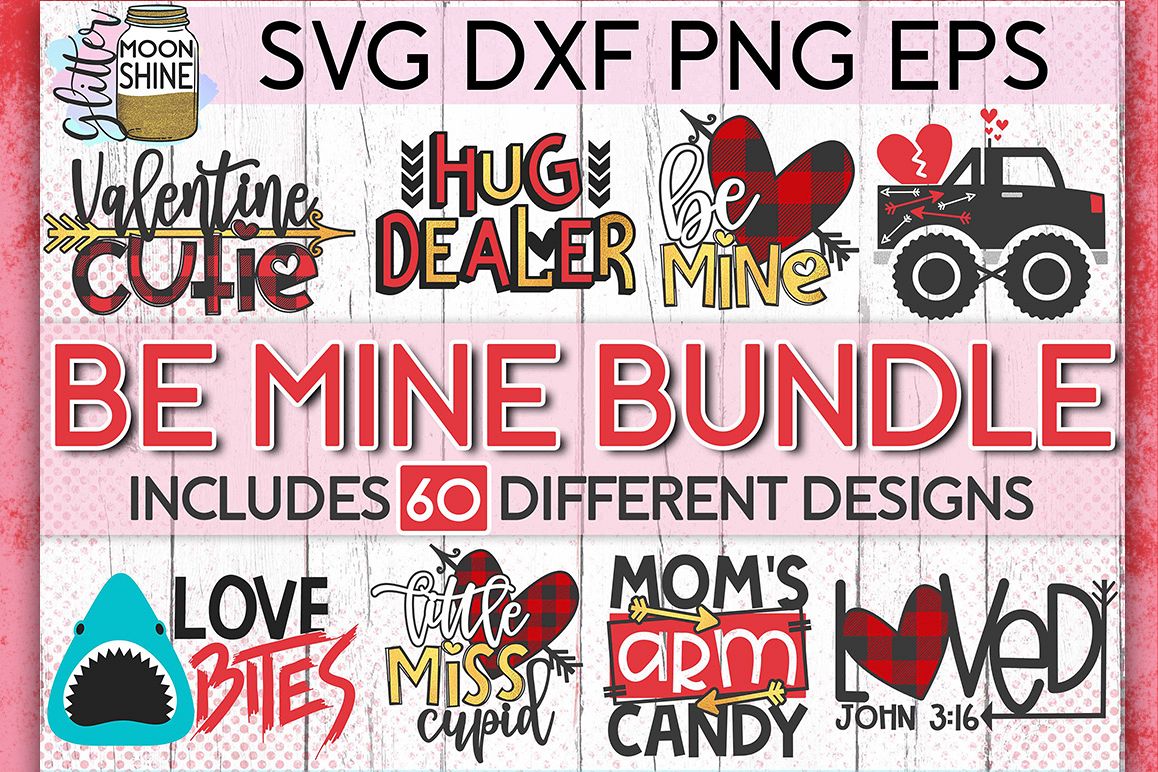 Valentine's Day Bundle Of 60 SVG DXF PNG EPS Cutting Files example image 1