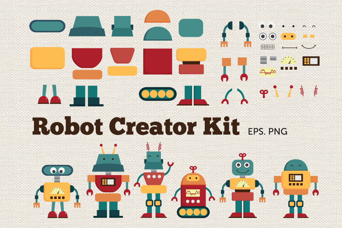 Robot Creator Kit Clip Art example image 1