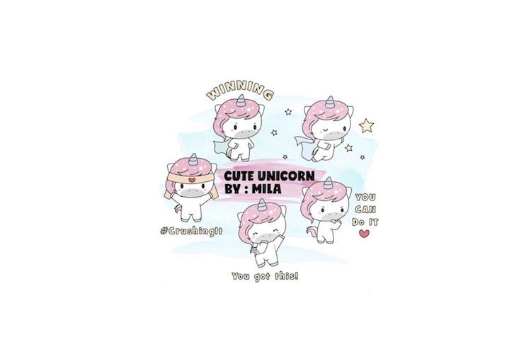 KAWAII UNICORN CLIPART BUNDLE PNG example image 1