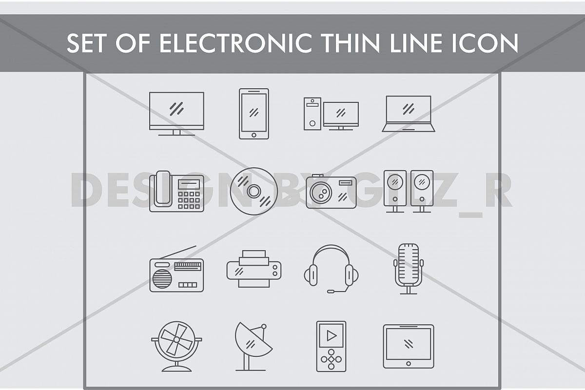 Set of Electronic Thin Line Icons example image 1