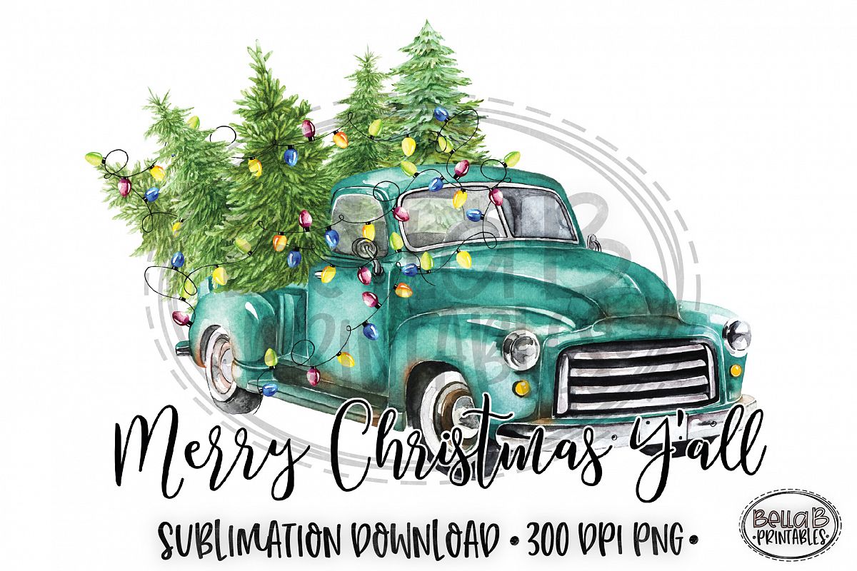 Christmas Sublimation Design, Christmas Truck Sublimation example image 1