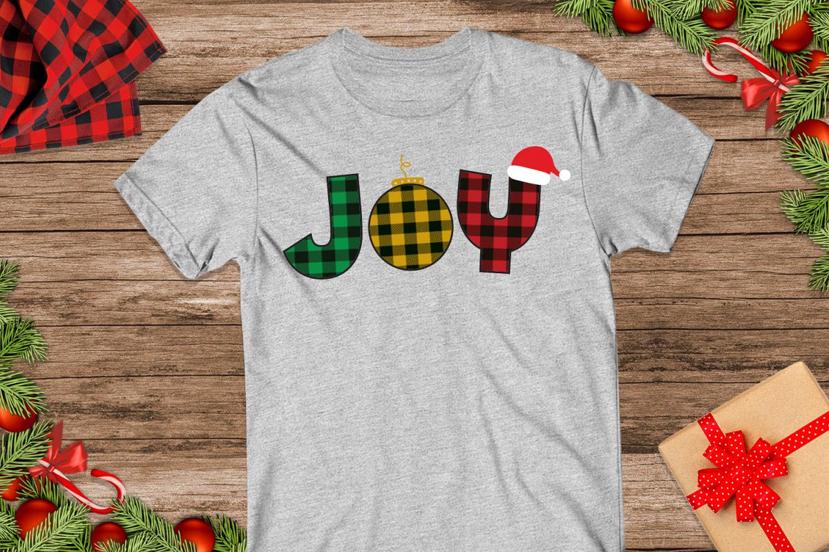 Christmas Joy Buffalo Plaid Svg example image 1