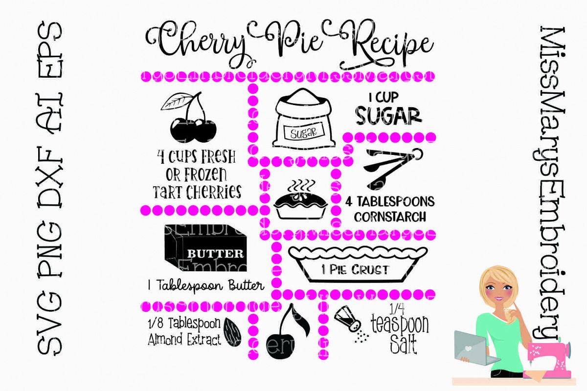 Cherry Pie Recipe SVG Cut File example image 1