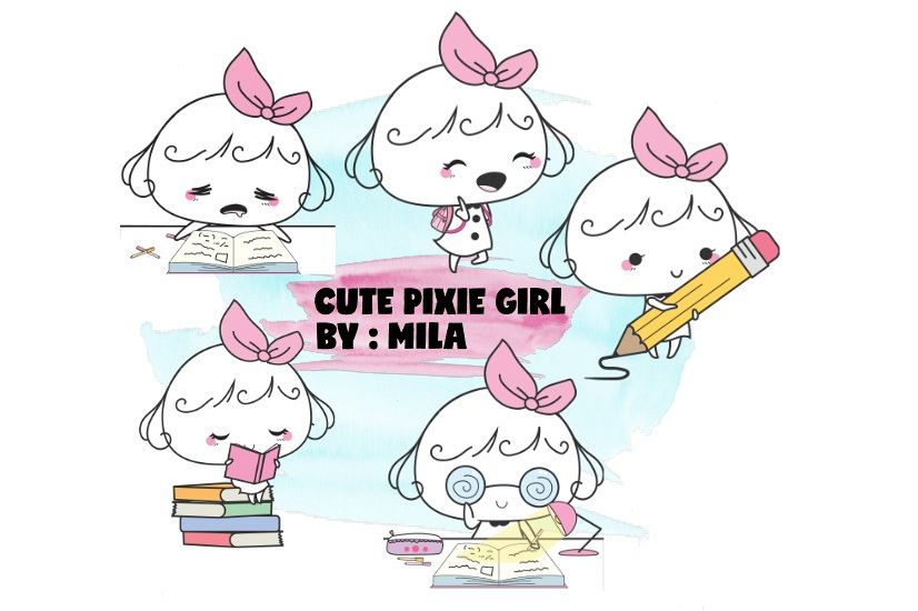 KAWAII GIRL CLIPART BUNDLE PNG example image 1
