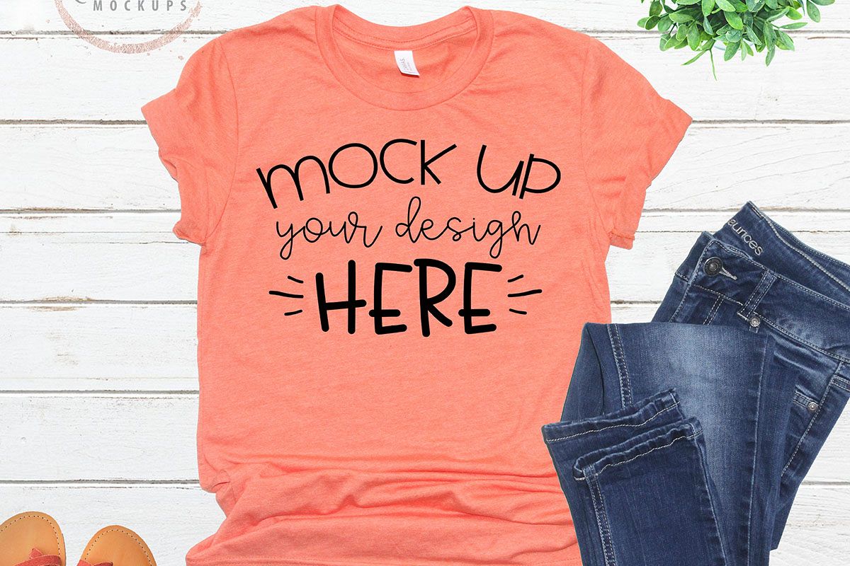 Download Mock up Bella Canvas 3001 Heather Orange Unisex Mockup ...