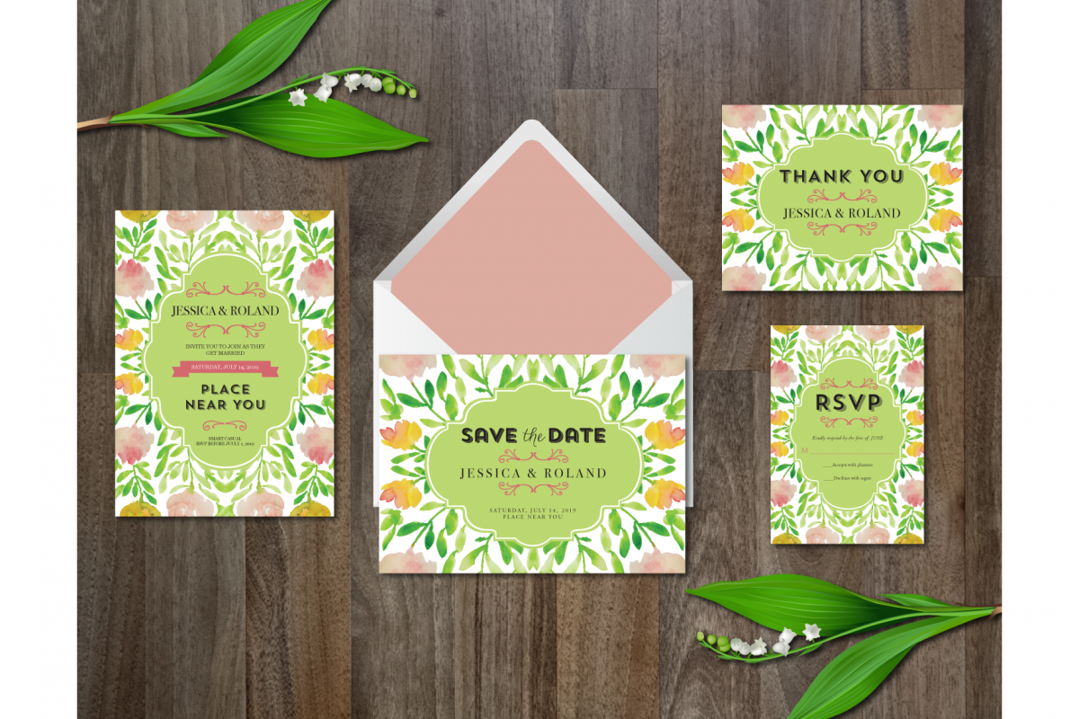 Watercolor Flower Wedding Suite example image 1