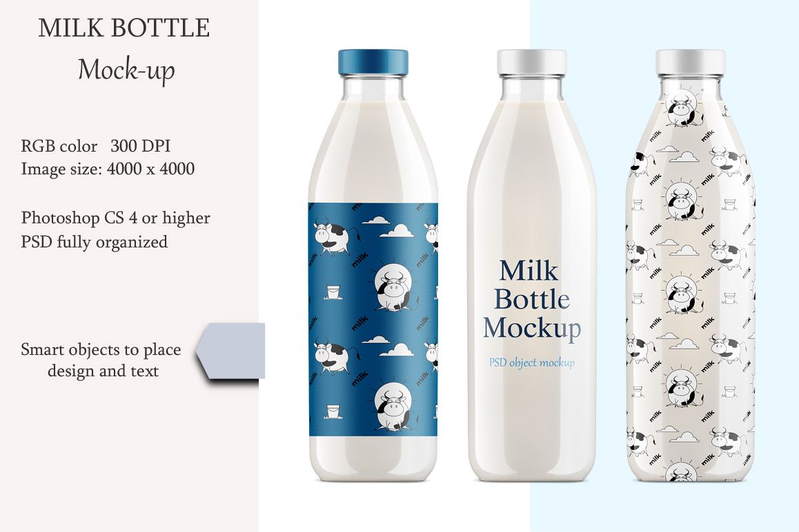 Download Milk bottle mockup. Product place.