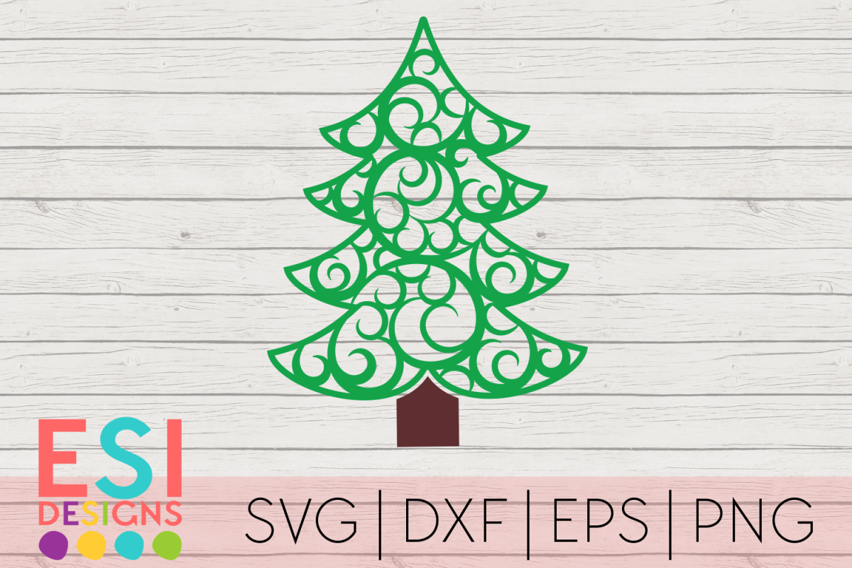 Download Swirly Christmas Tree Design|SVG DXF EPS PNG