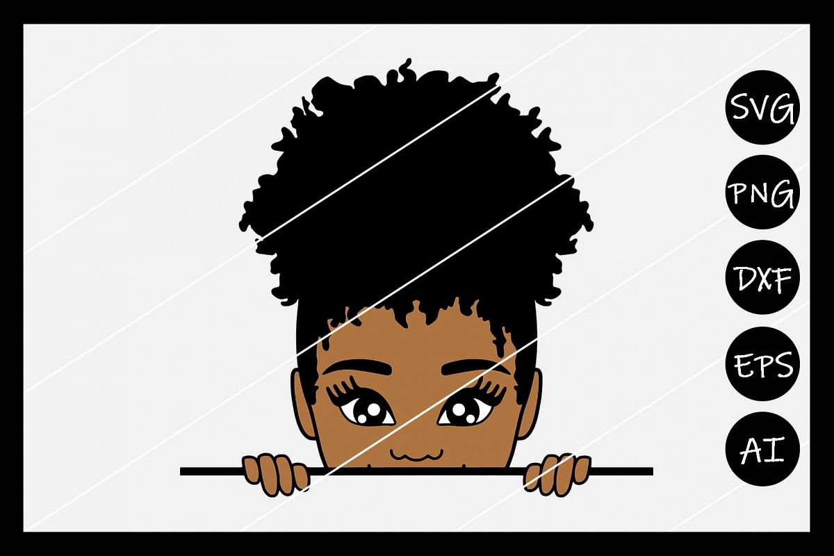African American Afro Girl Puff SVG, Silhouette Cameo, Cut example image 1