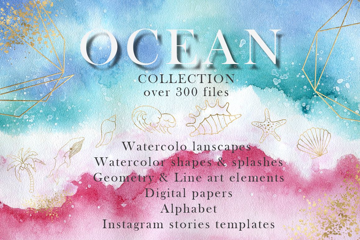 Ocean watercolor collection example image 1