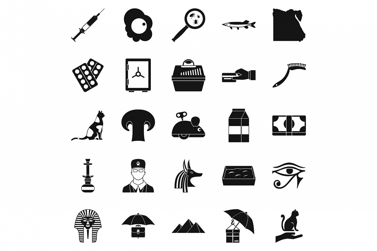 Egyptian cats icons set, simple style example image 1