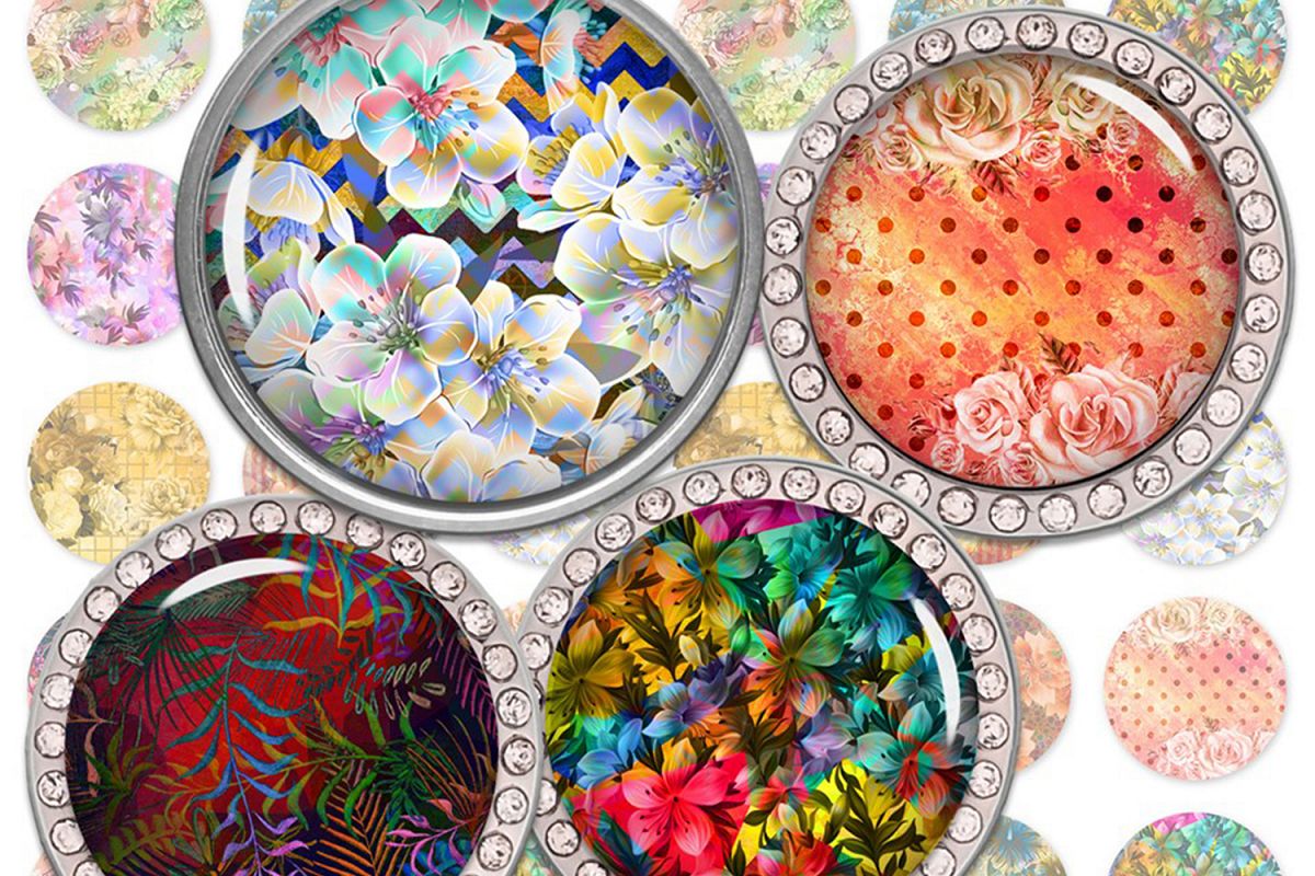 Digital Collage Sheet,Flowers Digital Images,Printable Image example image 1