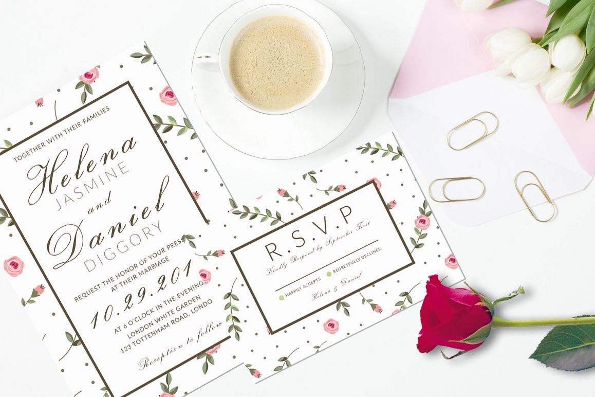 Minimal Floral Wedding Invitation example image 1