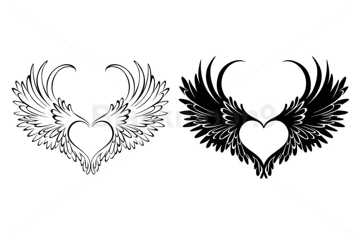 Two Angel Hearts (348768) | Illustrations | Design Bundles