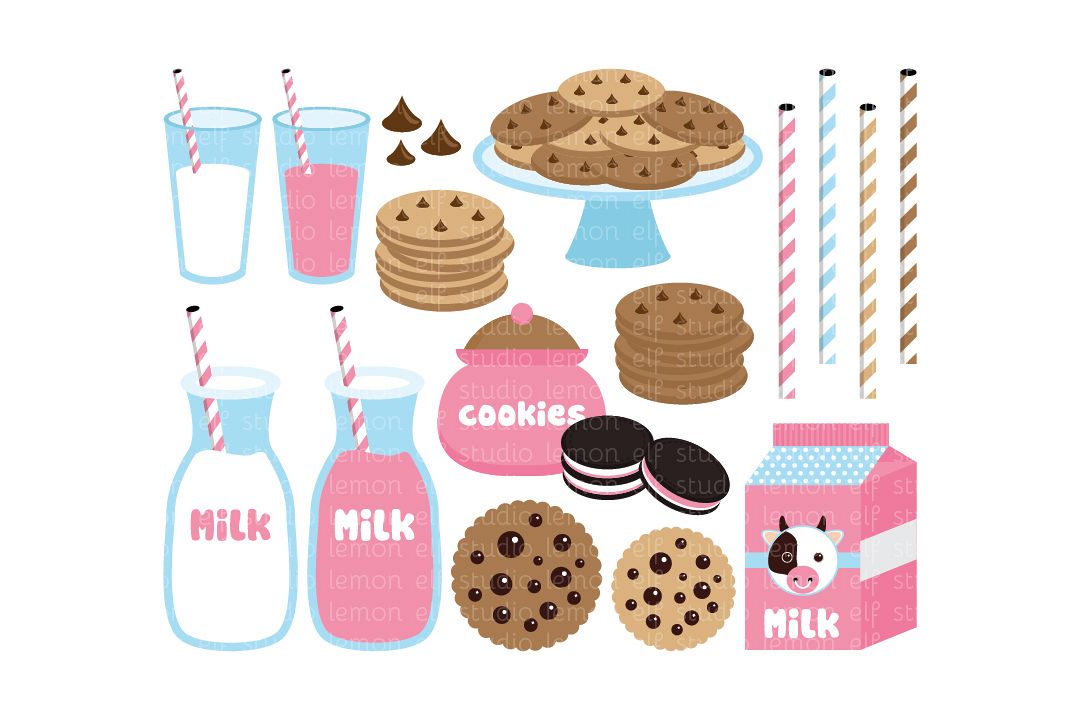 Cookies and Milk-Digital Clipart (LES.CL42B) example image 1