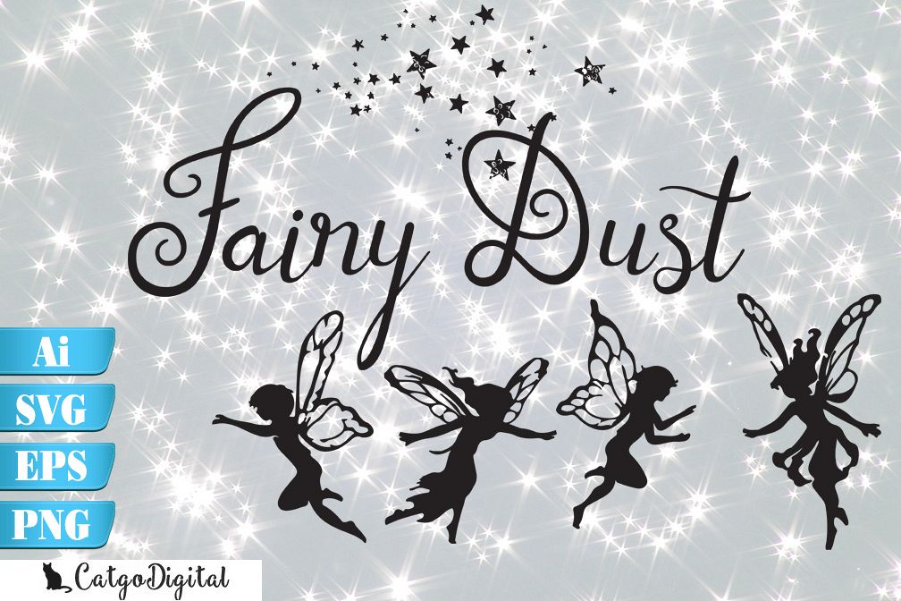 Fairy Silhouettes with Words SVG EPS Ai PNG example image 1