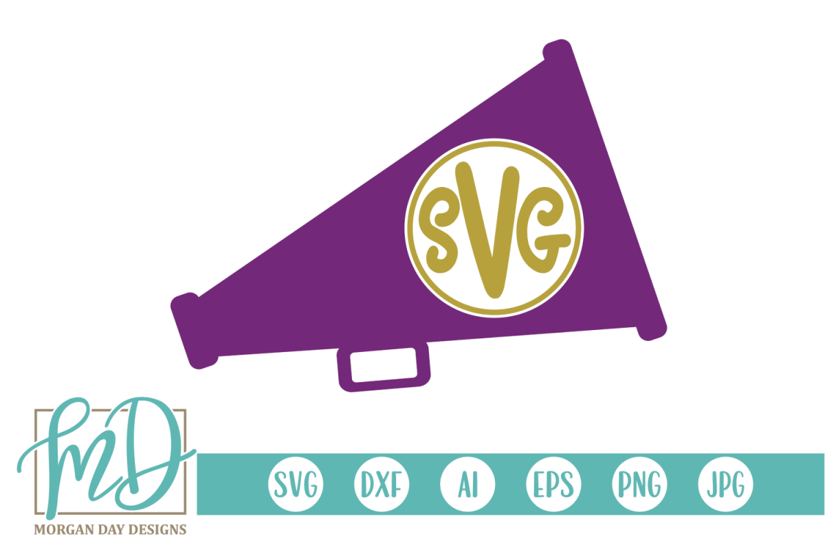 Cheer - Megaphone Monogram SVG, DXF, AI, EPS, PNG, JPEG example image 1