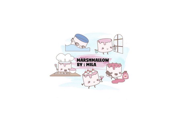 KAWAII MARSHMALLOW CLIPART BUNDLE PNG example image 1