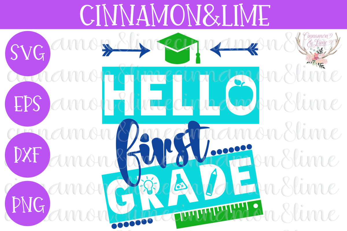 Hello First Grade, Back to School SVG example image 1