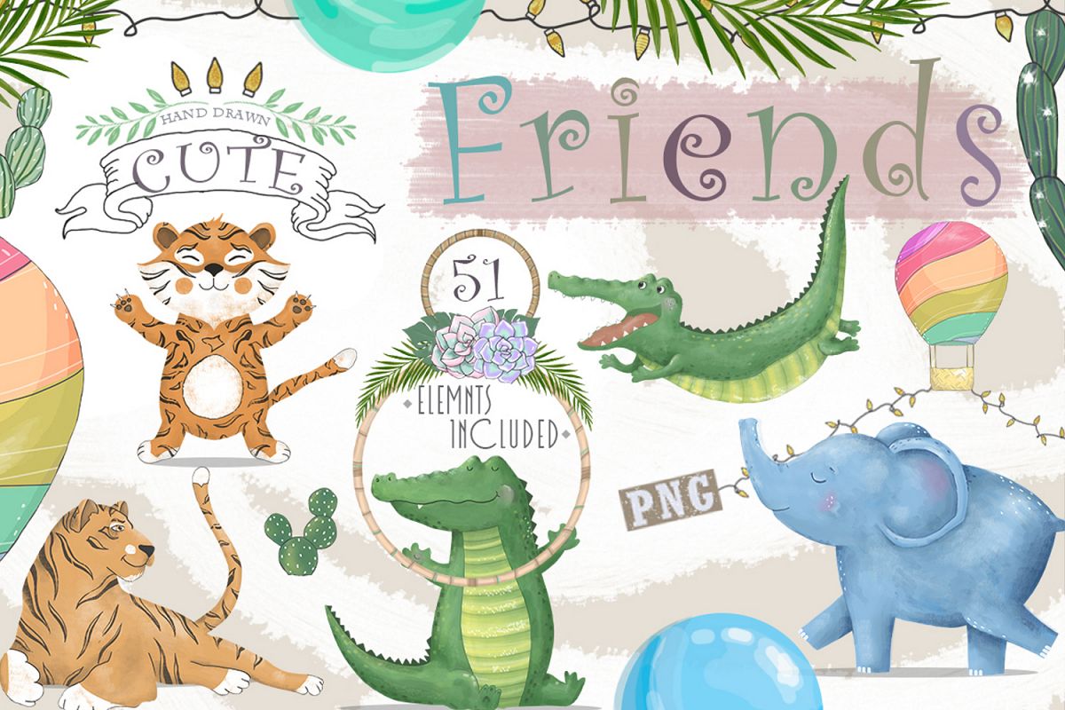 Cute Friends Graphic Animals example image 1