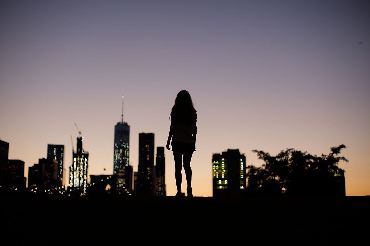 Manhattan view with lady example image 1