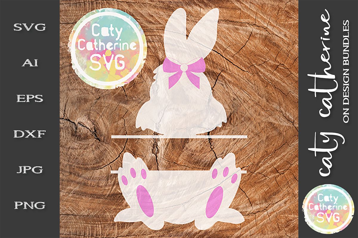 Easter Bunny Split Monogram SVG Cut File Bow Detail example image 1