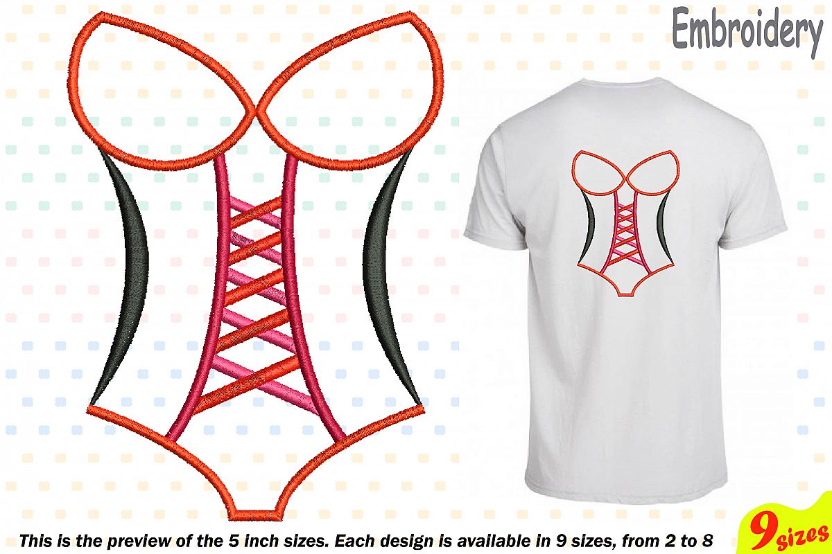 Corset Lingerie Embroidery Design Machine Instant Download Commercial Use digital file icon symbol sign bow bachelorett sexy underwear 186b example image 1
