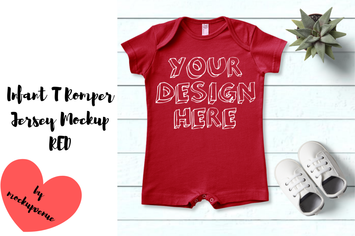 Infant T Romper Jersey Mockup - RED example image 1
