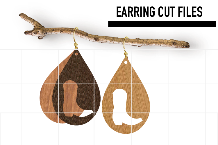 Cowboy Boot Earrings Svg, Earrings Svg, Teardrop Earrings Sv example image 1