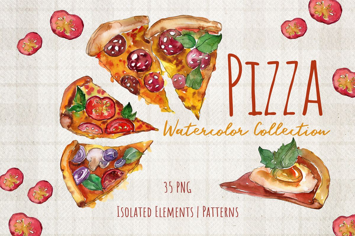 Hawaiian Pizza Watercolor png example image 1