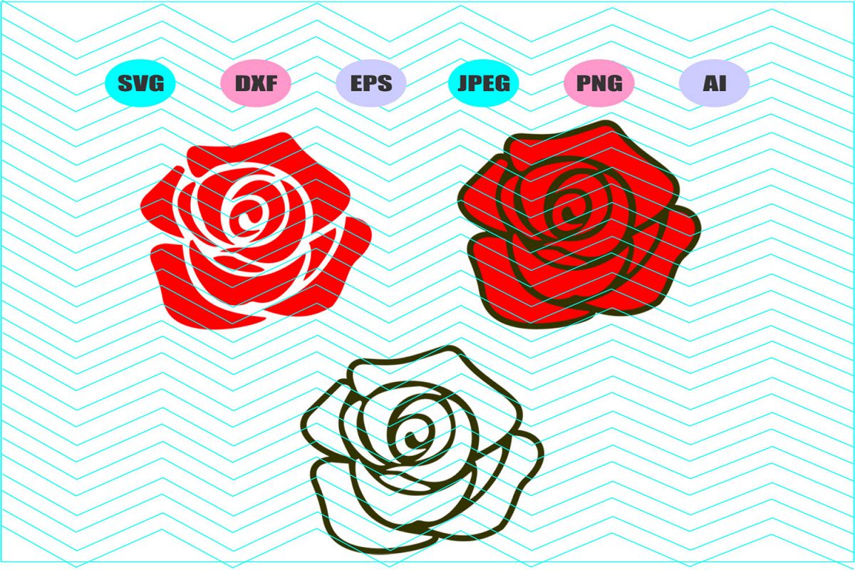 Rose Svg Dxf Eps Png Jpg Ai Cut Vector Vinyl Decal example image 1
