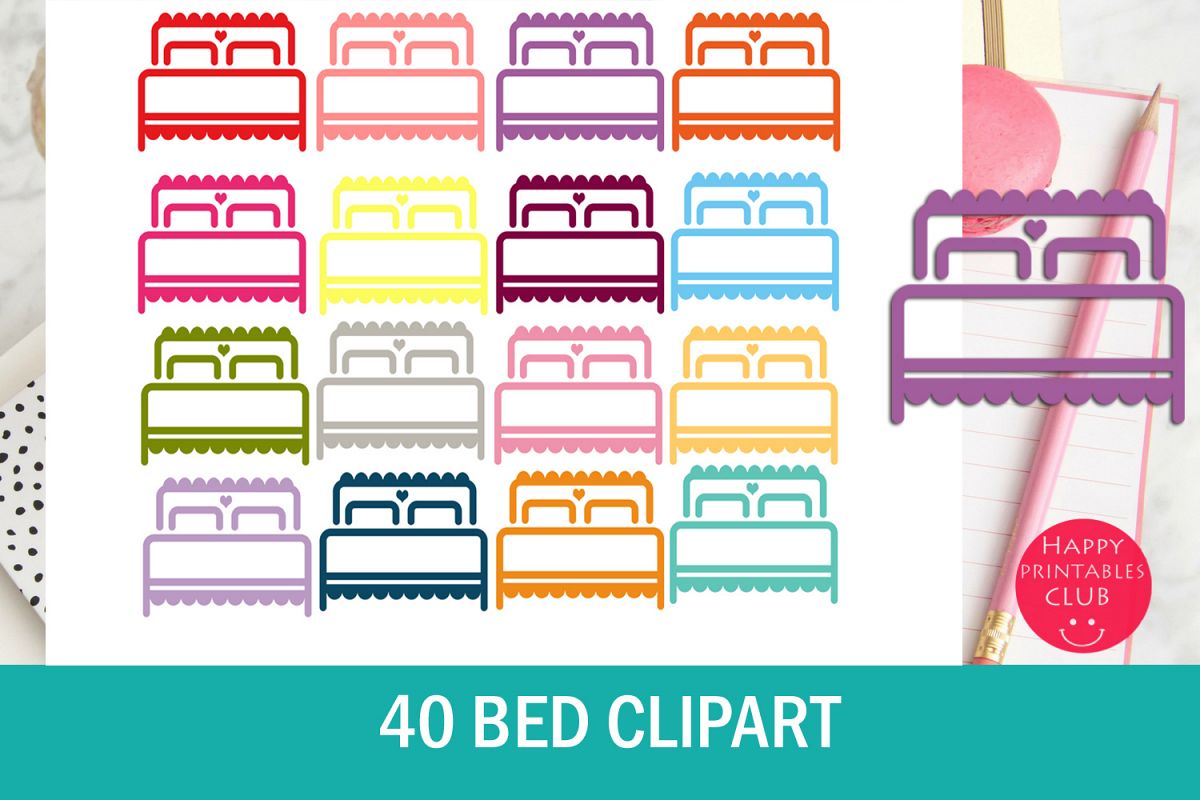 40 Colorful Bed Clipart example image 1