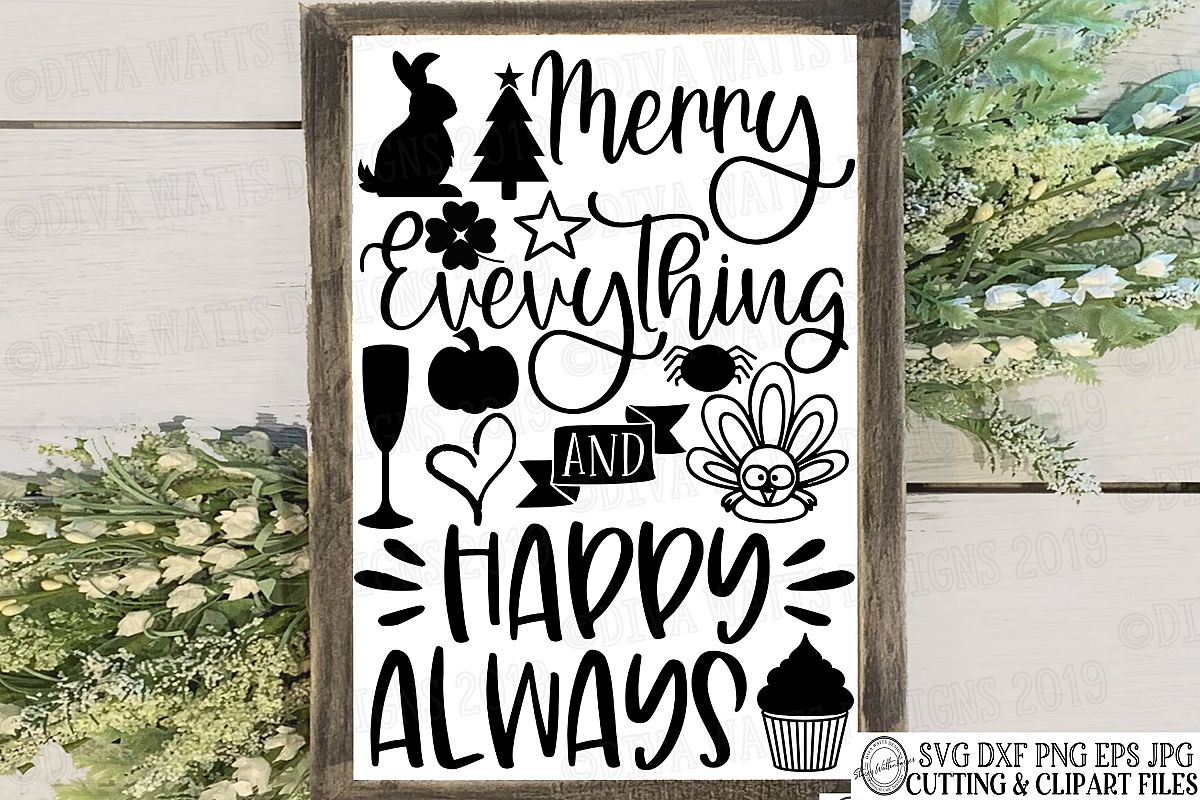 Merry Everything and Happy Always Cutting File for Holidays example image 1
