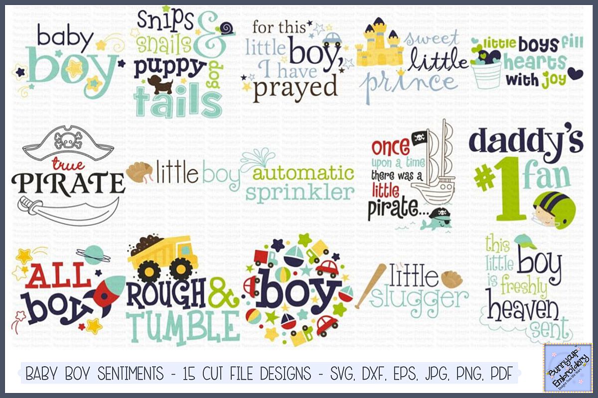 Baby Boy Sentiments - SVG, Cut Files, Clipart, Printables example image 1