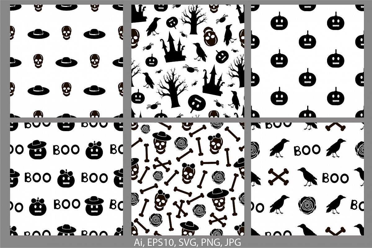Halloween seamless patterns. Ai, EPS10, JPG, SVG example image 1