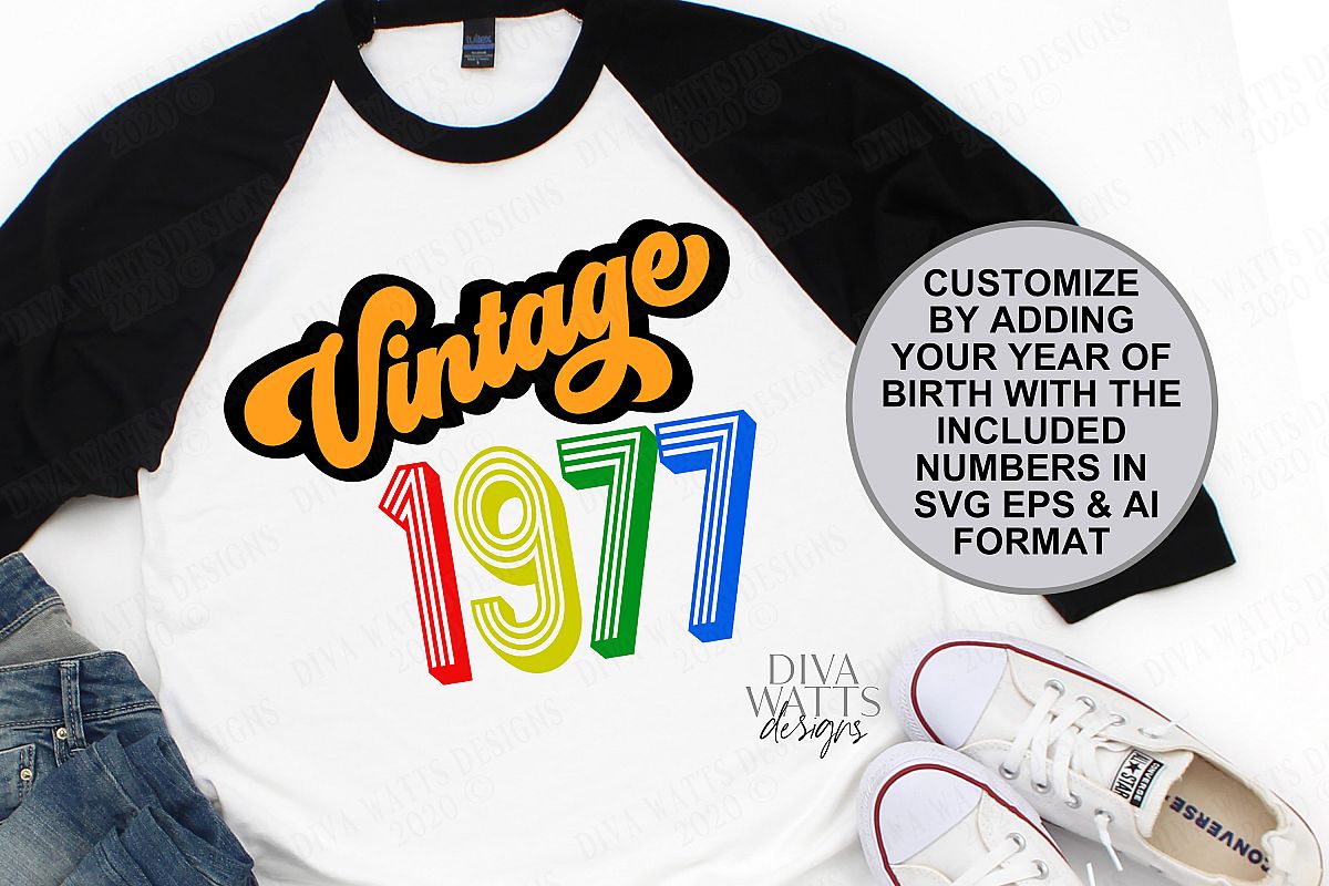 Vintage Birthday - All Years Included - Customize SVG EPS AI